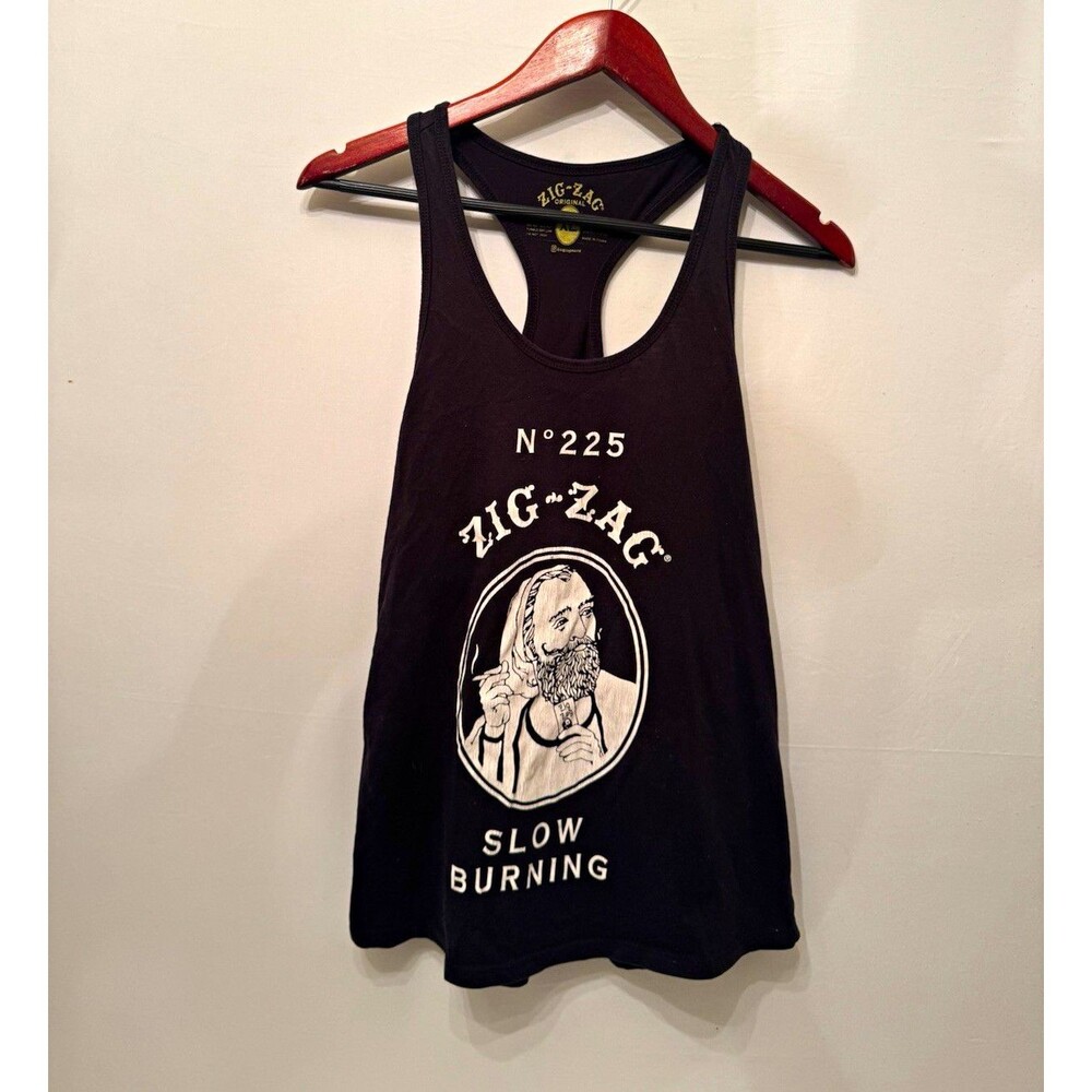 Zig-Zag Original Mens XL Black Racerback Tank Scoop Neck Graphic Logo Gym